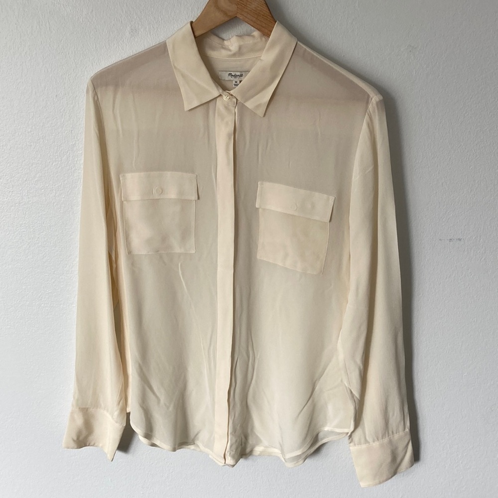 Madewell silk button down - medium, cream colored